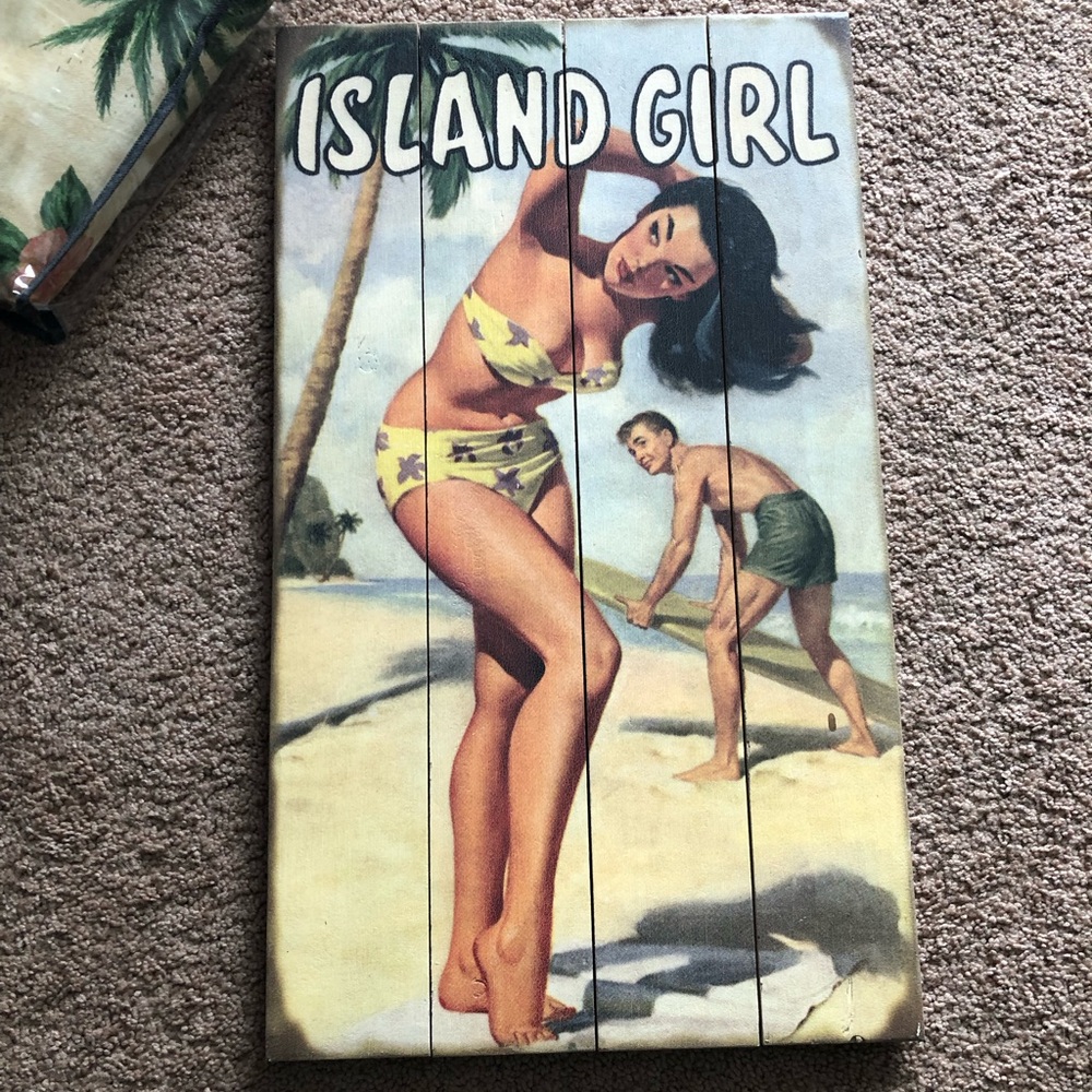 Island Girl Vintage Wooden Sign Wall Art